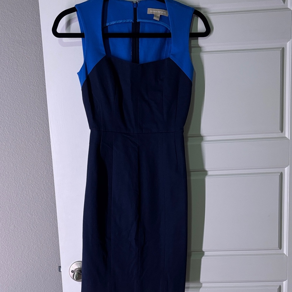Banana Republic Blue and Black Midi Dress